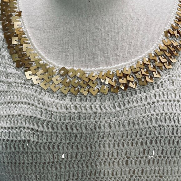 Kroshetta Gold Trim Sweater XL Crochet Boho Glam Holiday Party Top Trending - Picture 6 of 8